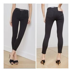 L’Agence Margot Cropped Skinny Jean Classic High Rise in Black Noir - Size 26